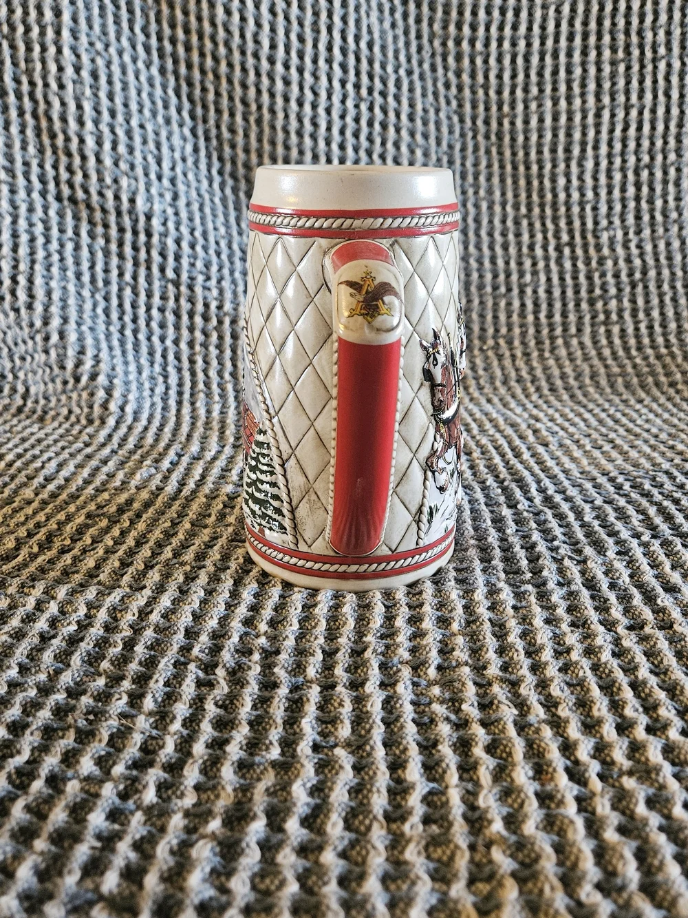 Budweiser Red White Blue Clydesdale Ceramic Stein